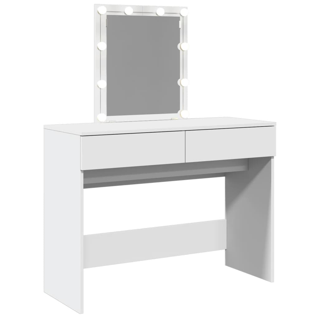 Kosmetinis staliukas su LED, baltos spalvos, 100x40x130cm