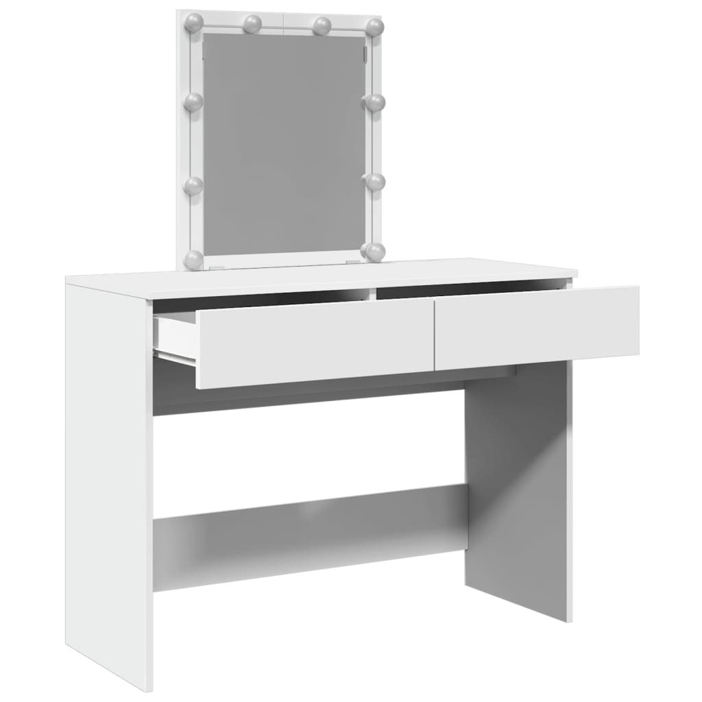Kosmetinis staliukas su LED, baltos spalvos, 100x40x130cm