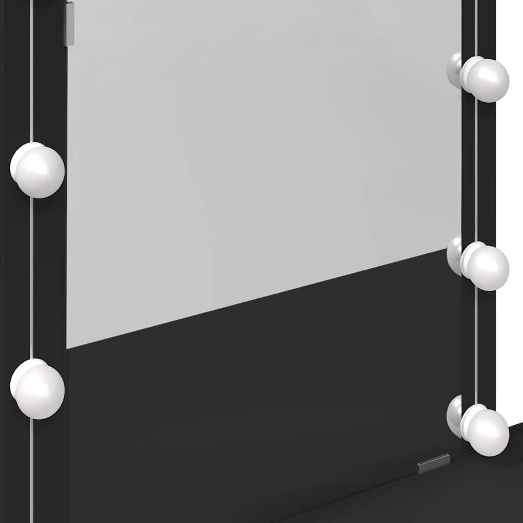Kosmetinis staliukas su LED, juodos spalvos, 100x40x130cm