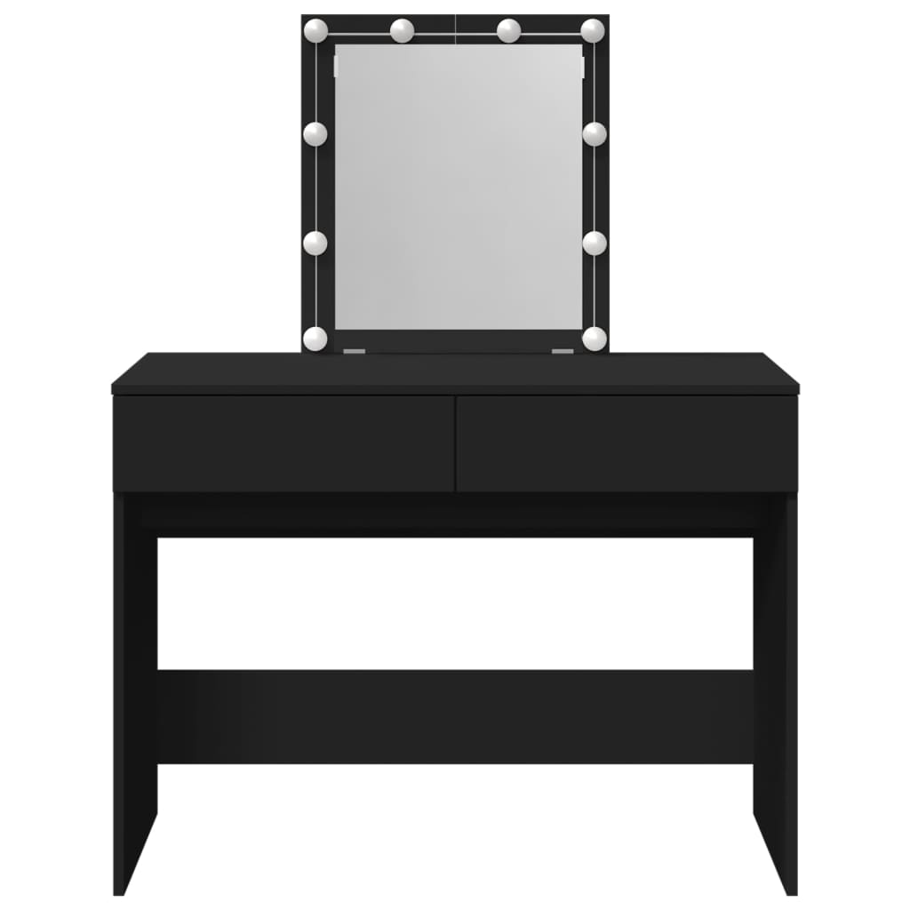 Kosmetinis staliukas su LED, juodos spalvos, 100x40x130cm