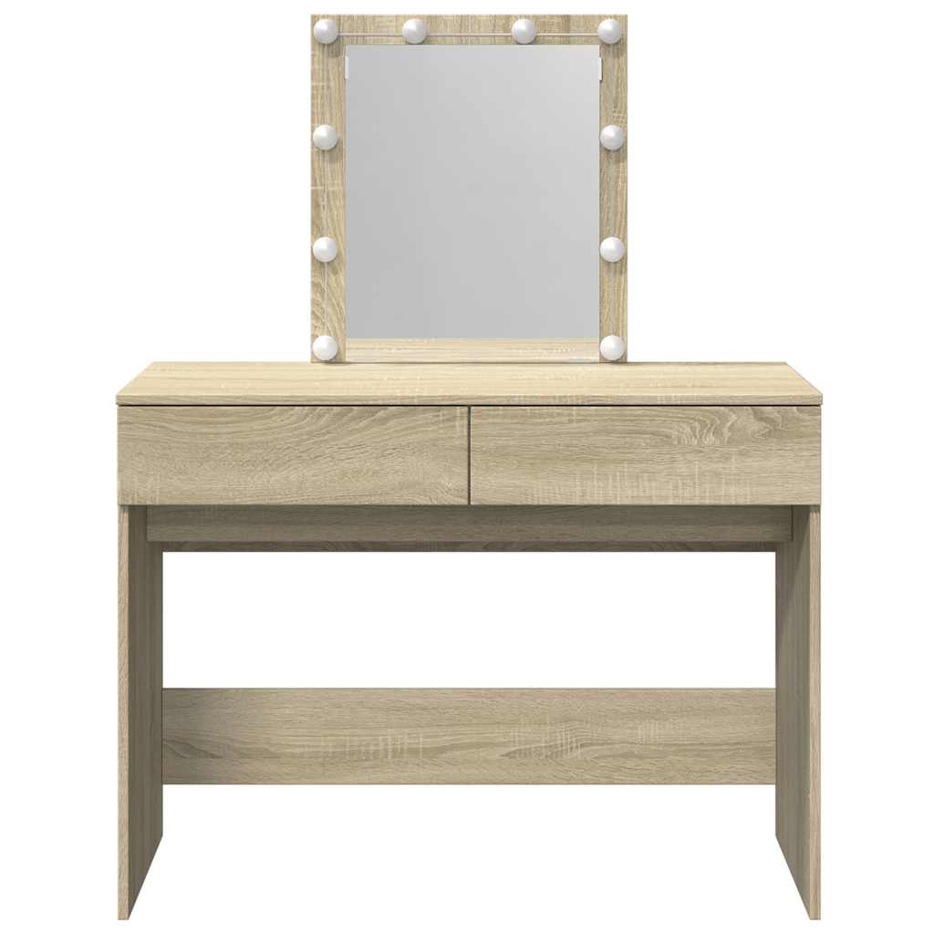 Dressing table with LED, sonoma oak, 100x40x130cm