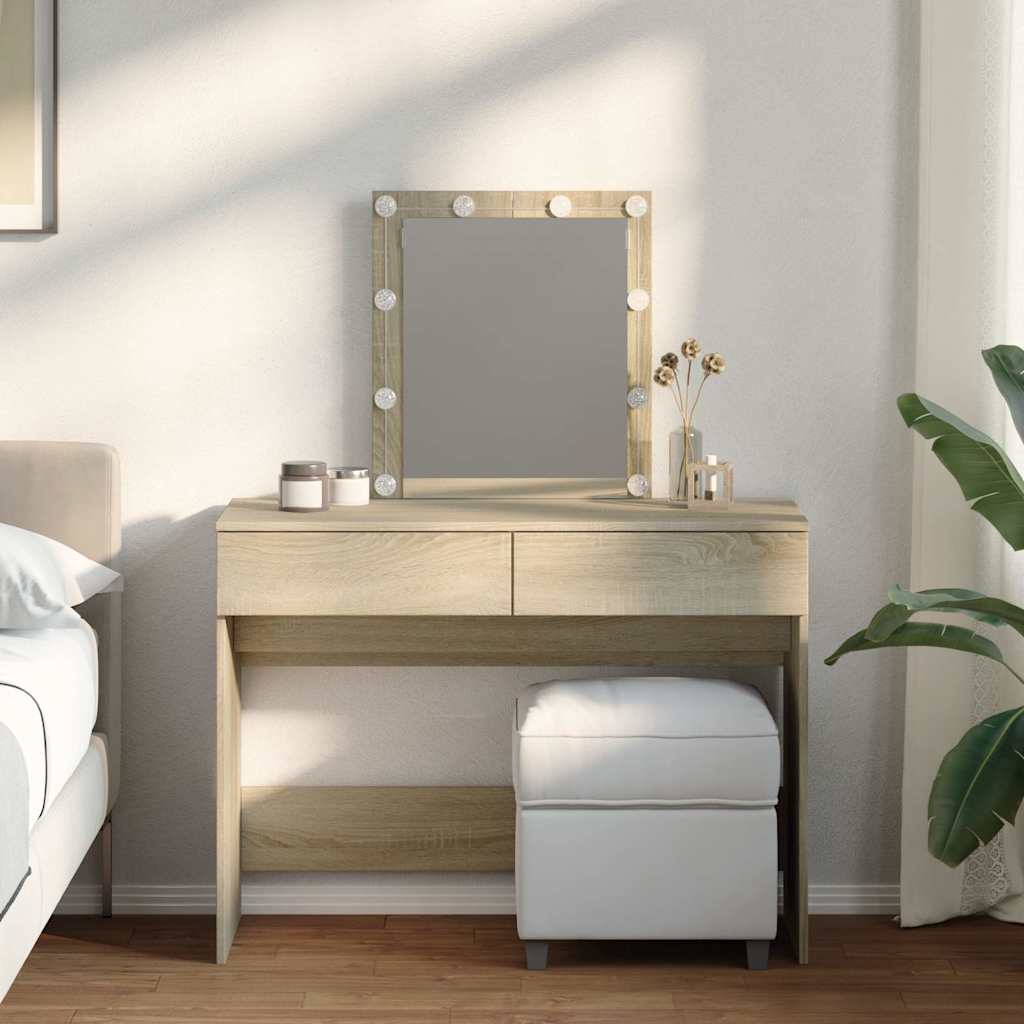 Dressing table with LED, sonoma oak, 100x40x130cm