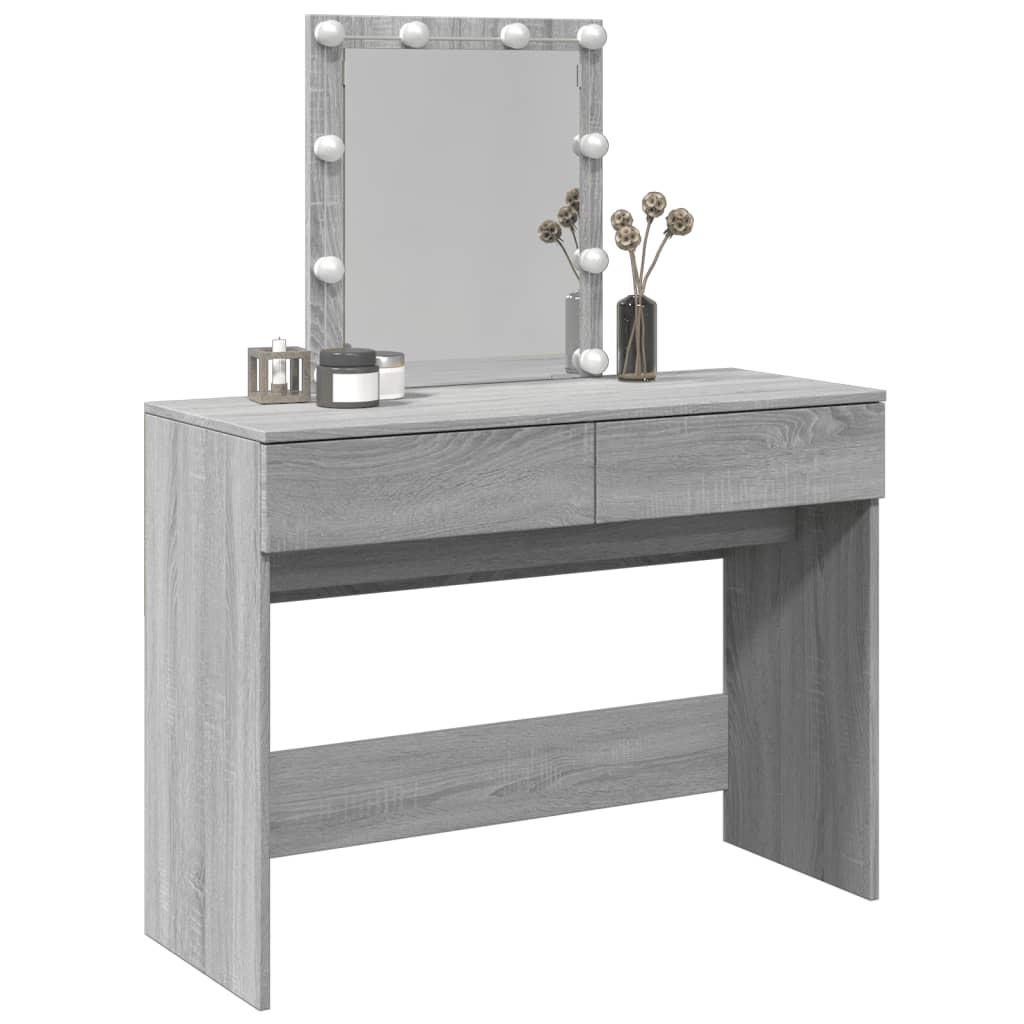 Dressing table with LED, grey oak, 100x40x130cm