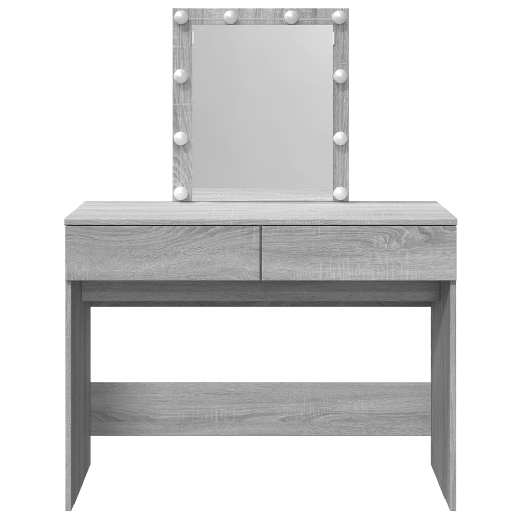 Dressing table with LED, grey oak, 100x40x130cm