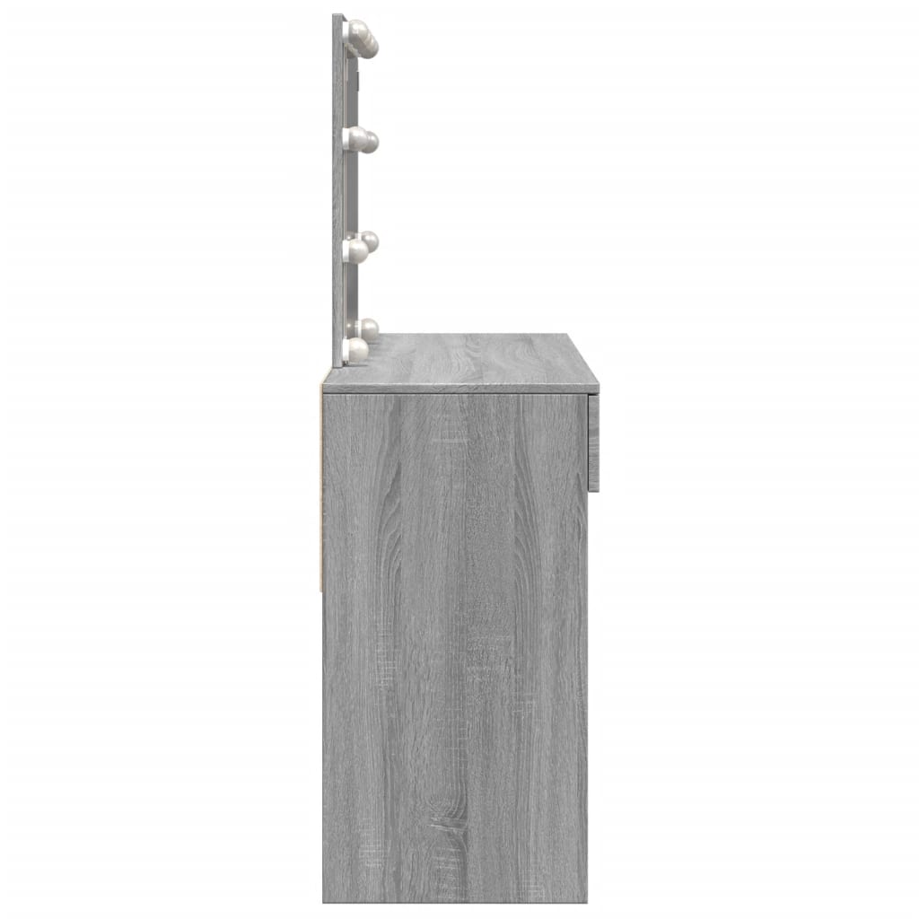 Dressing table with LED, grey oak, 100x40x130cm