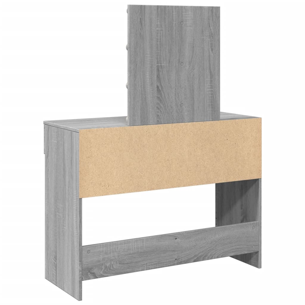 Dressing table with LED, grey oak, 100x40x130cm