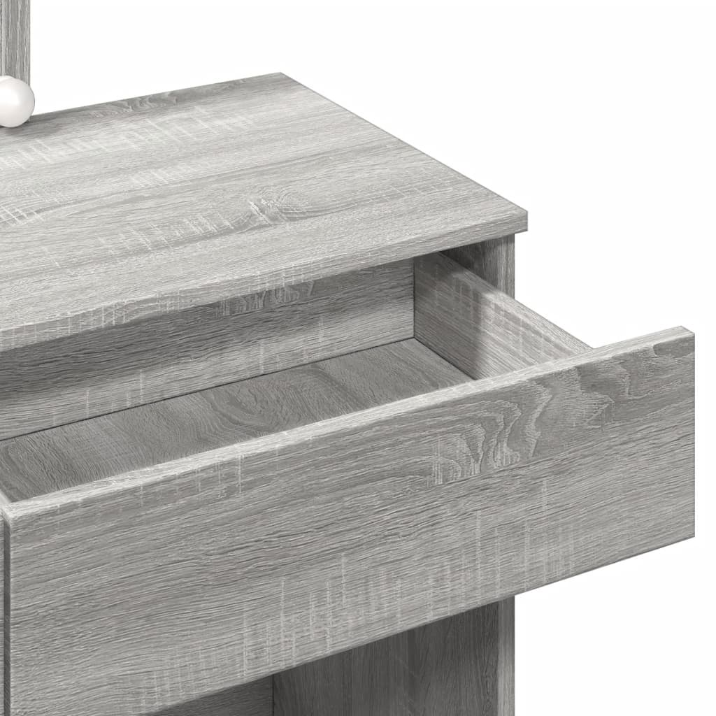 Dressing table with LED, grey oak, 100x40x130cm