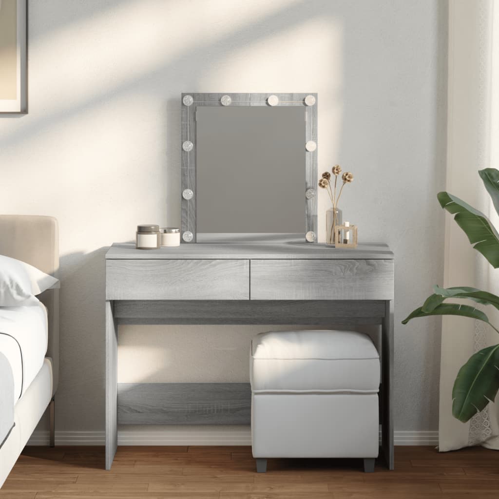 Dressing table with LED, grey oak, 100x40x130cm