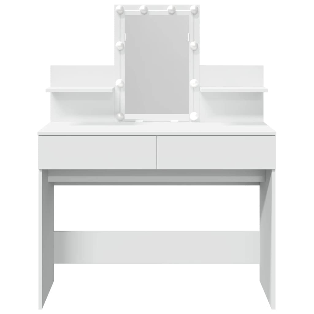 Kosmetinis staliukas su LED, baltos spalvos, 100x40x130cm