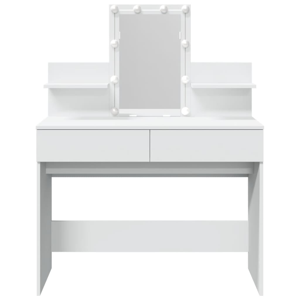 Kosmetinis staliukas su LED, baltos spalvos, 100x40x130cm