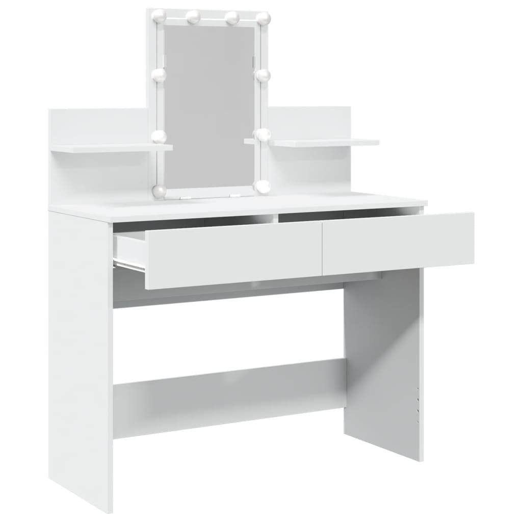Kosmetinis staliukas su LED, baltos spalvos, 100x40x130cm