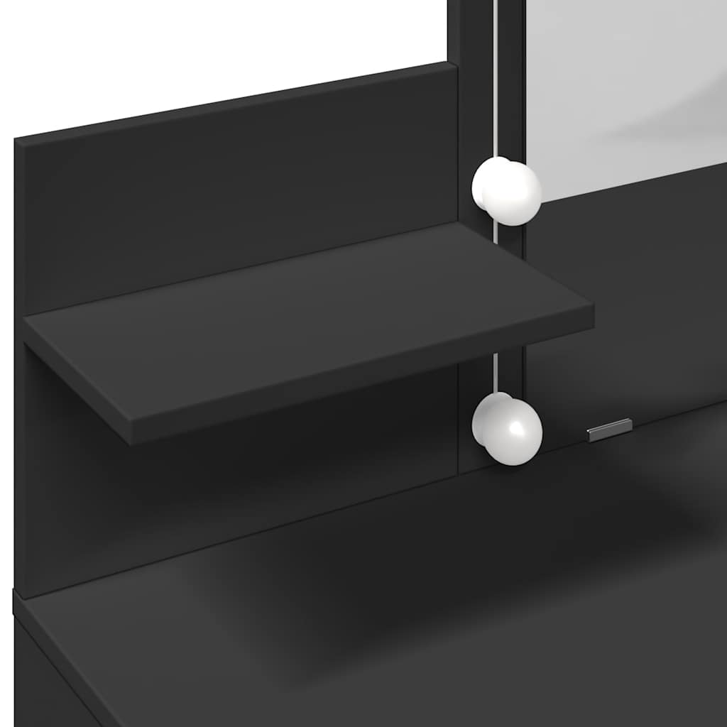 Kosmetinis staliukas su LED, juodos spalvos, 100x40x130cm