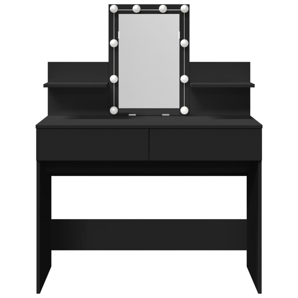 Kosmetinis staliukas su LED, juodos spalvos, 100x40x130cm
