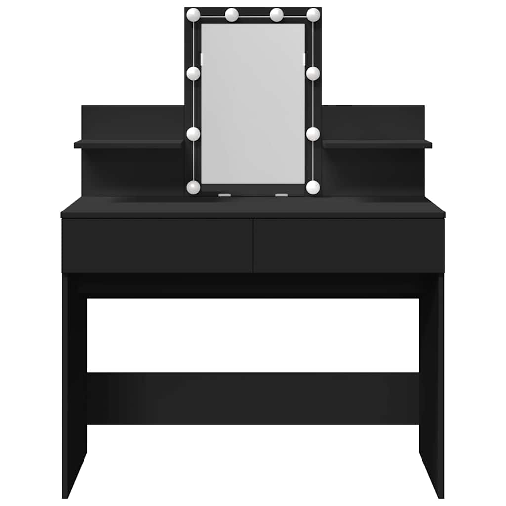 Kosmetinis staliukas su LED, juodos spalvos, 100x40x130cm