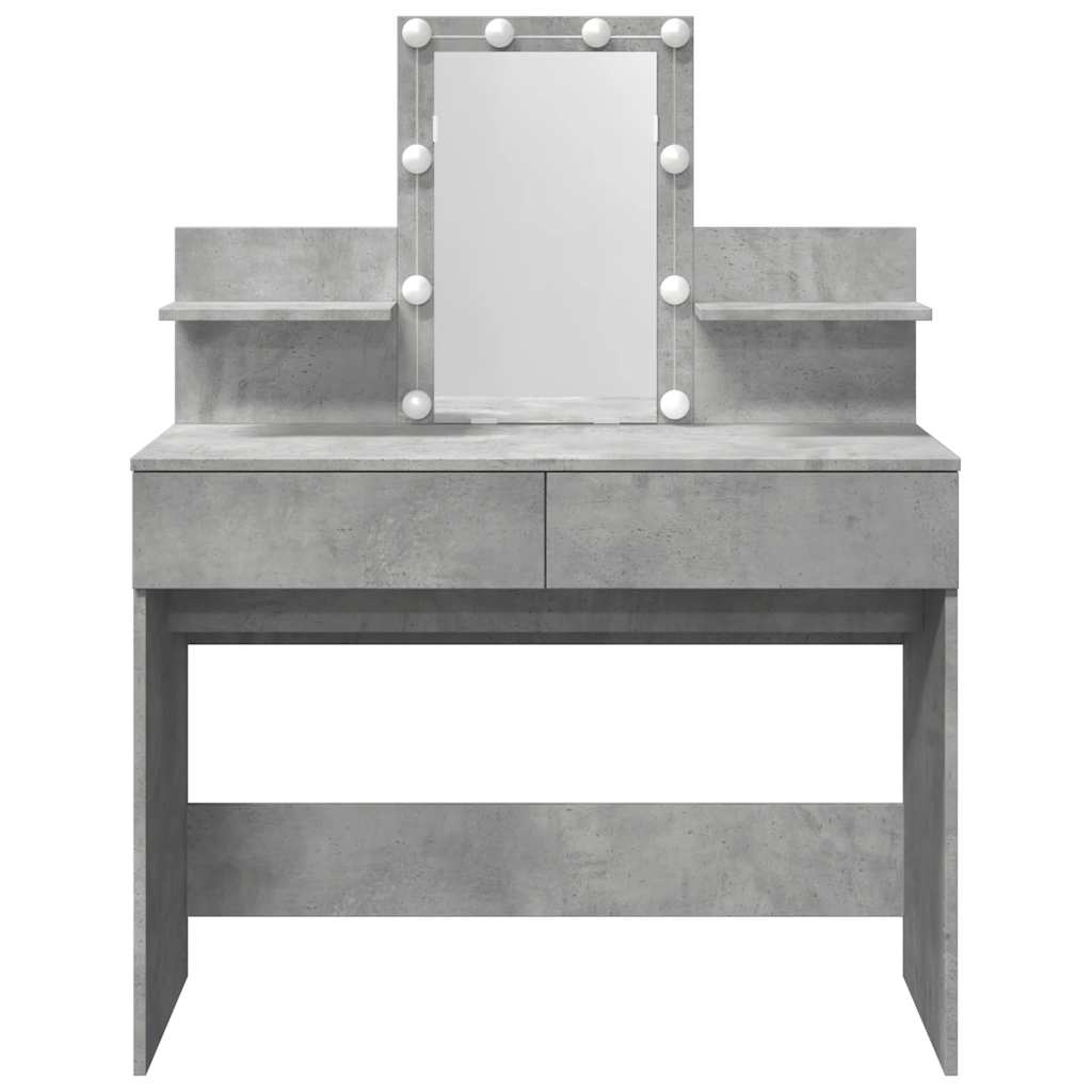 Kosmetinis staliukas su LED, betono pilkas, 100x40x130cm