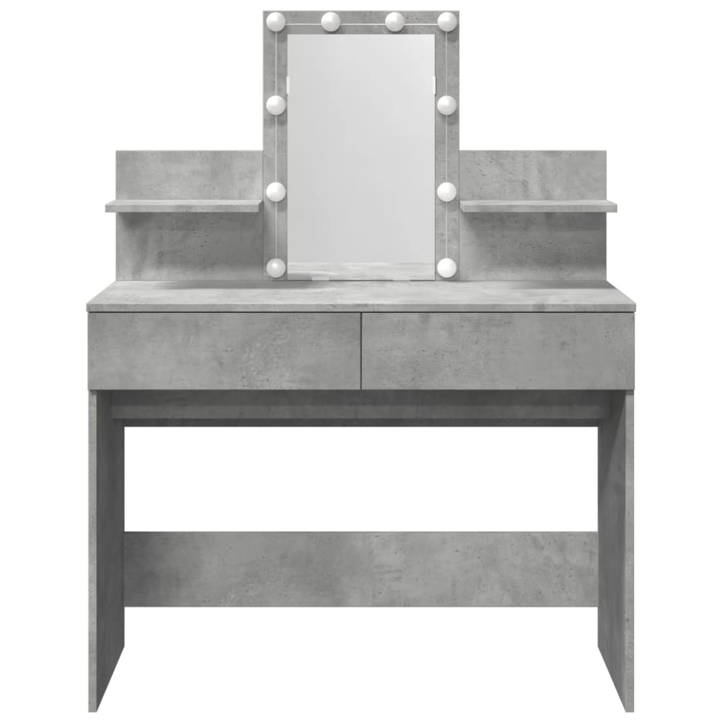 Kosmetinis staliukas su LED, betono pilkas, 100x40x130cm