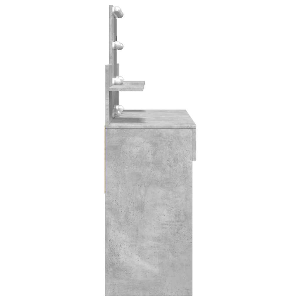 Kosmetinis staliukas su LED, betono pilkas, 100x40x130cm