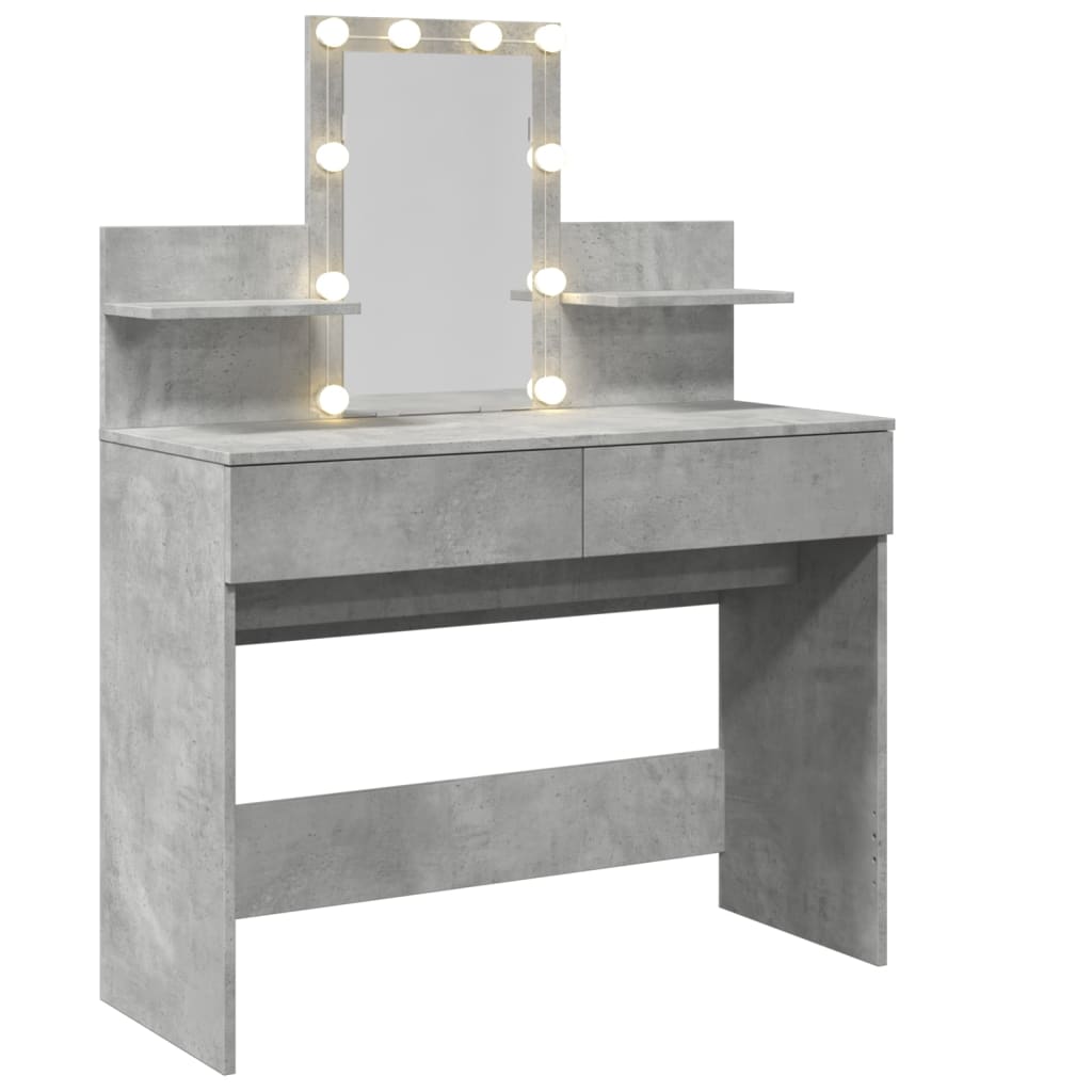 Kosmetinis staliukas su LED, betono pilkas, 100x40x130cm