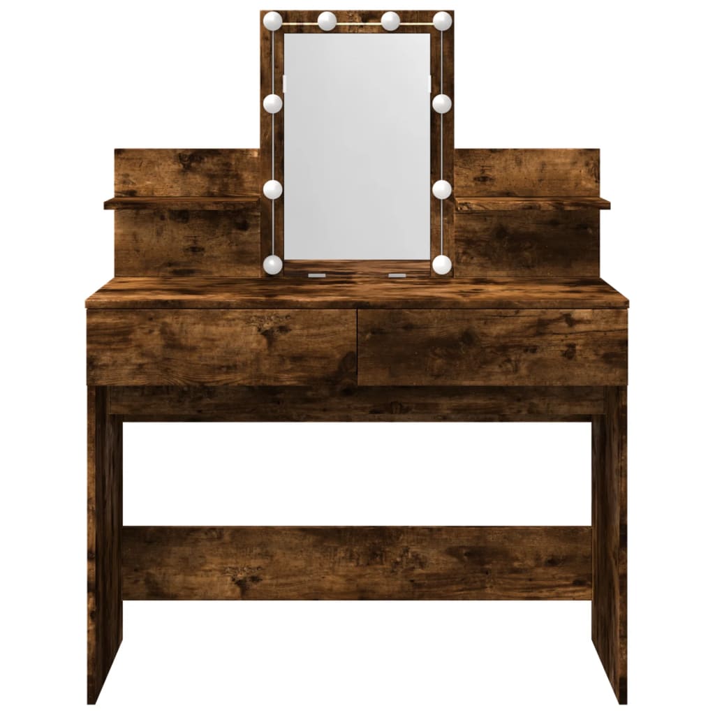 Dressing table with LED, smoked oak, 100x40x130cm