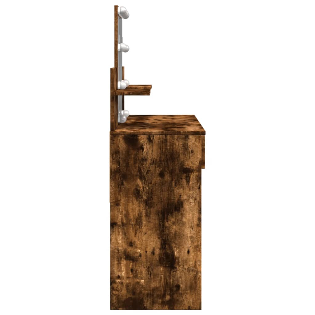 Dressing table with LED, smoked oak, 100x40x130cm