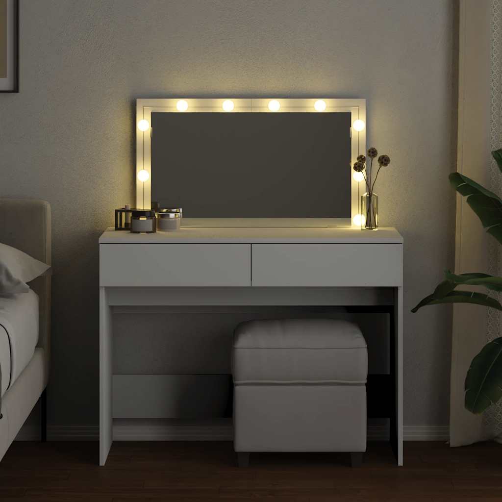 Kosmetinis staliukas su LED, baltos spalvos, 100x40x120cm