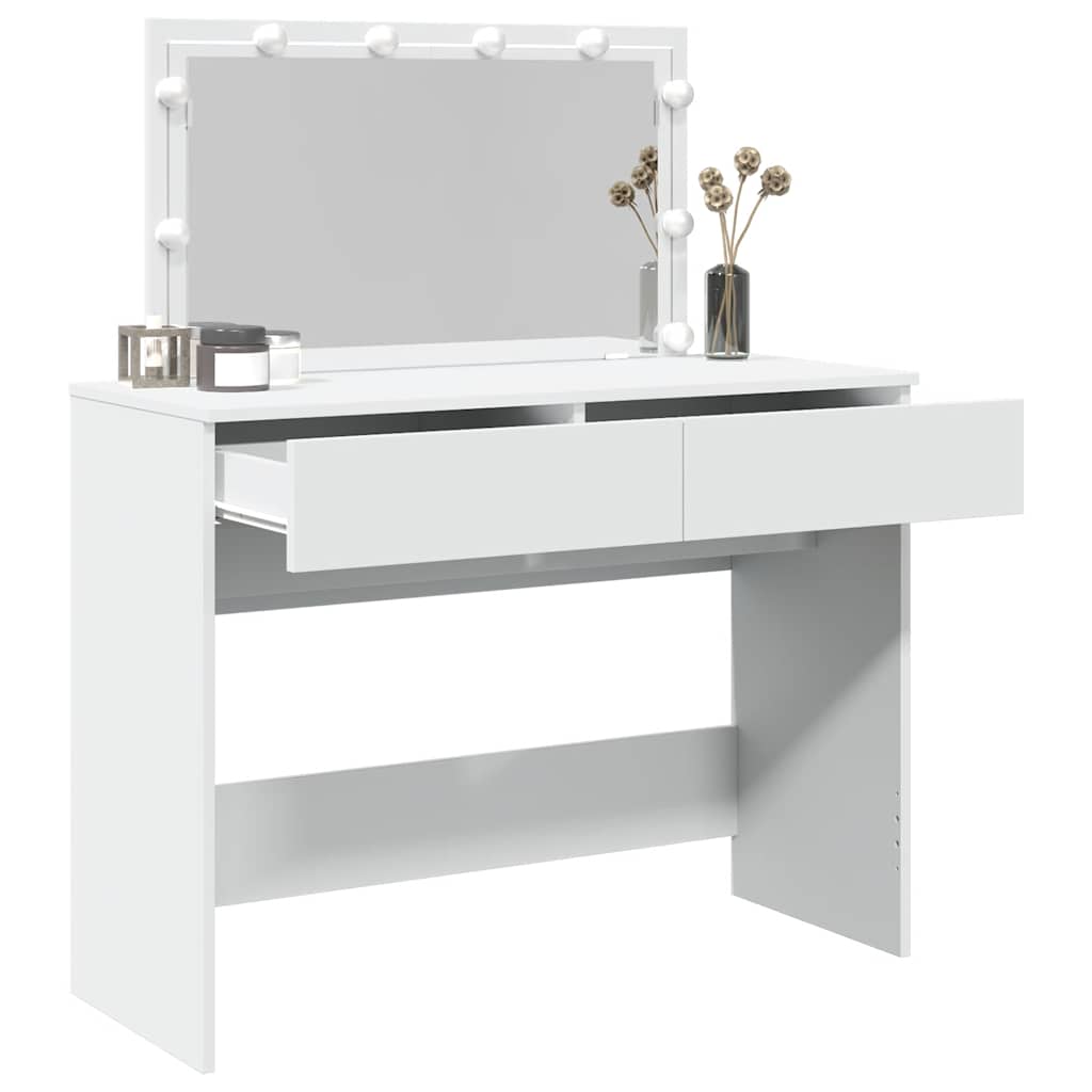 Kosmetinis staliukas su LED, baltos spalvos, 100x40x120cm