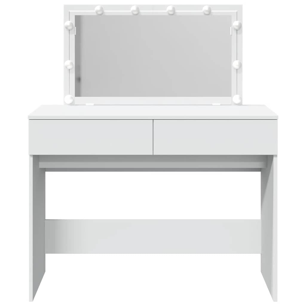 Kosmetinis staliukas su LED, baltos spalvos, 100x40x120cm