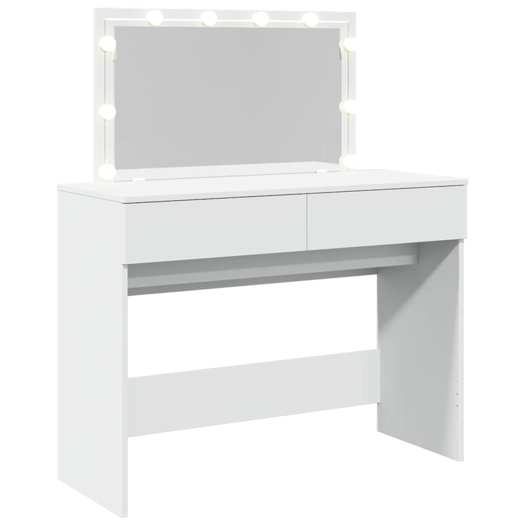 Kosmetinis staliukas su LED, baltos spalvos, 100x40x120cm