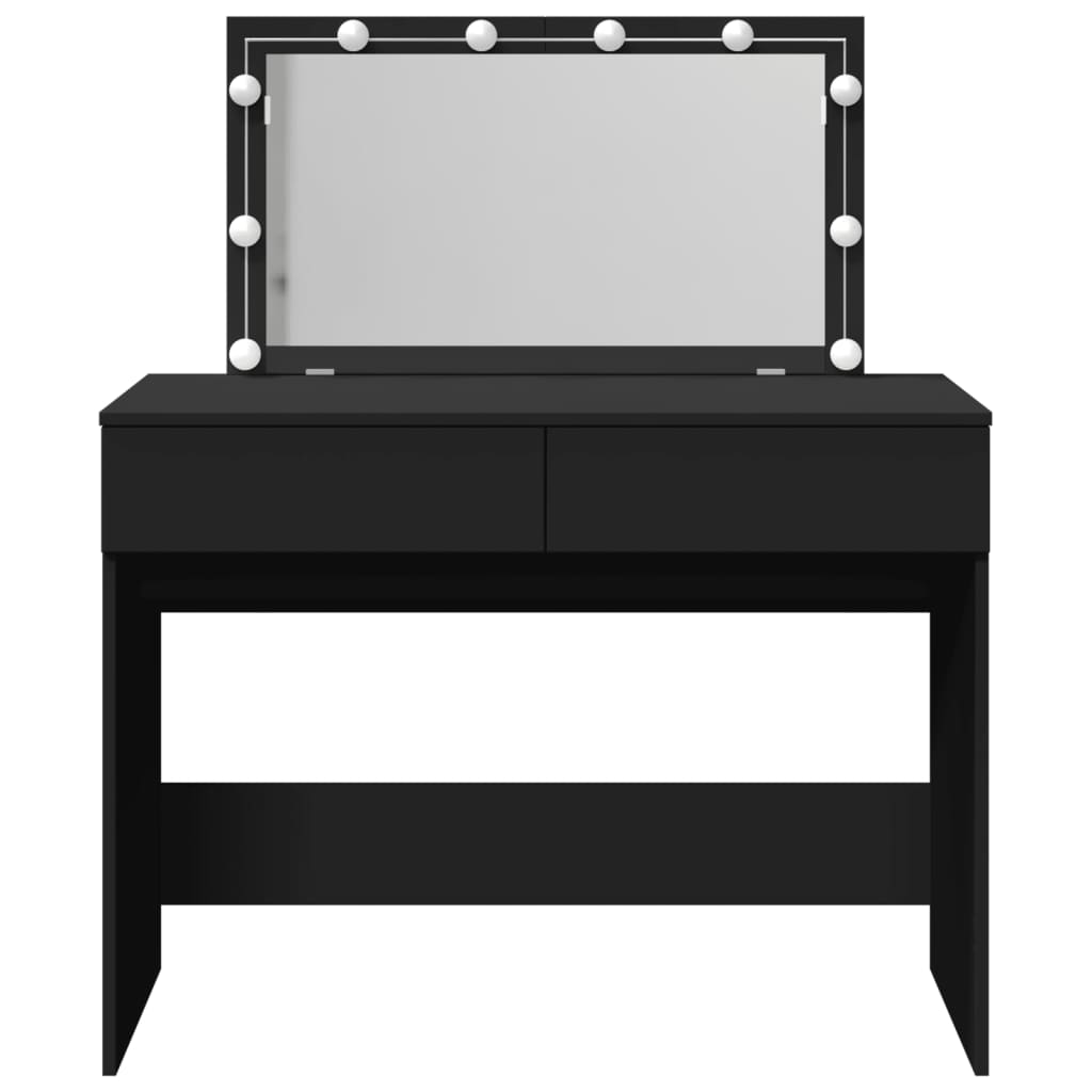 Kosmetinis staliukas su LED, juodos spalvos, 100x40x120cm