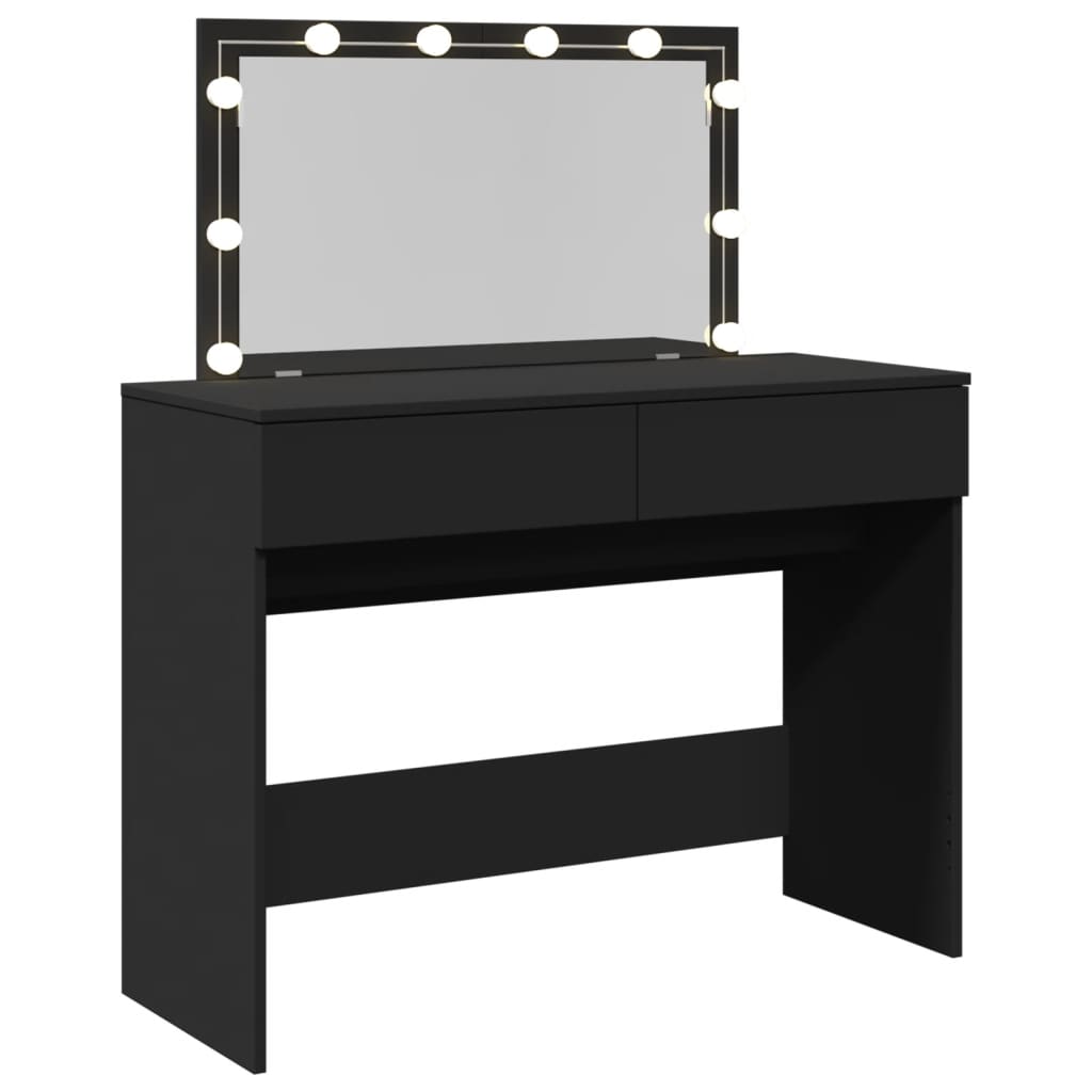 Kosmetinis staliukas su LED, juodos spalvos, 100x40x120cm