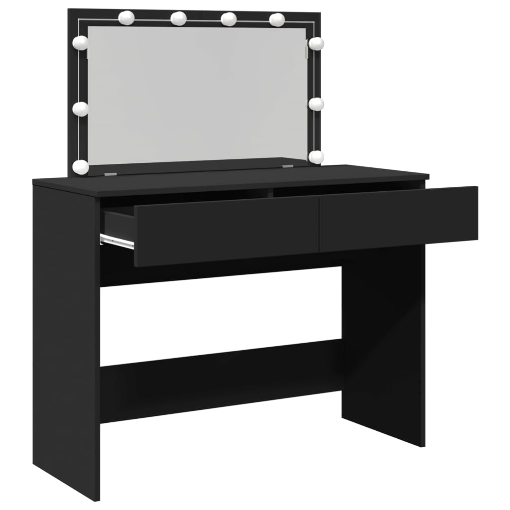 Kosmetinis staliukas su LED, juodos spalvos, 100x40x120cm