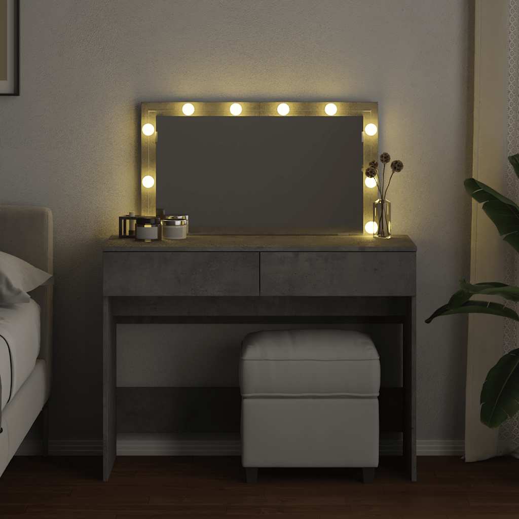Kosmetinis staliukas su LED, betono pilkas, 100x40x120cm