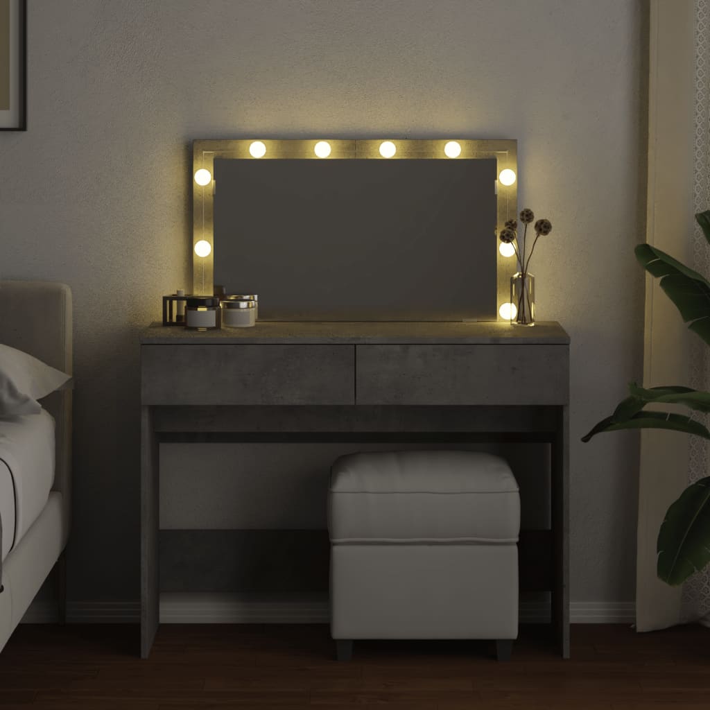 Kosmetinis staliukas su LED, betono pilkas, 100x40x120cm