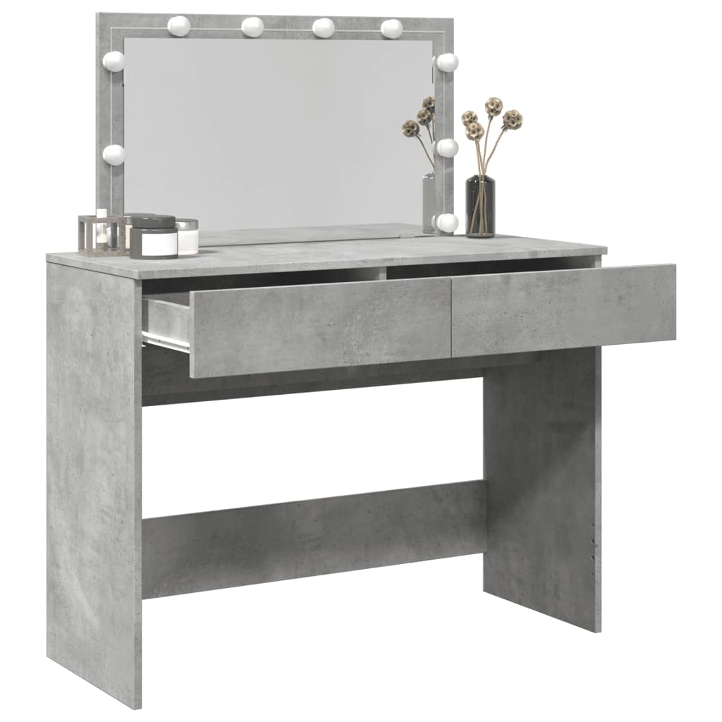 Kosmetinis staliukas su LED, betono pilkas, 100x40x120cm
