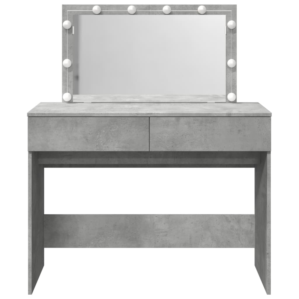 Kosmetinis staliukas su LED, betono pilkas, 100x40x120cm