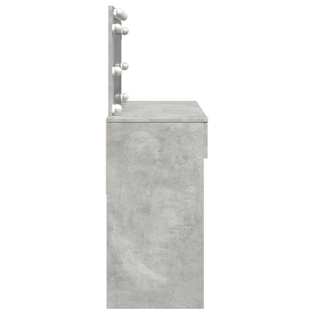 Kosmetinis staliukas su LED, betono pilkas, 100x40x120cm