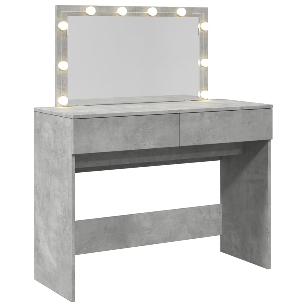 Kosmetinis staliukas su LED, betono pilkas, 100x40x120cm