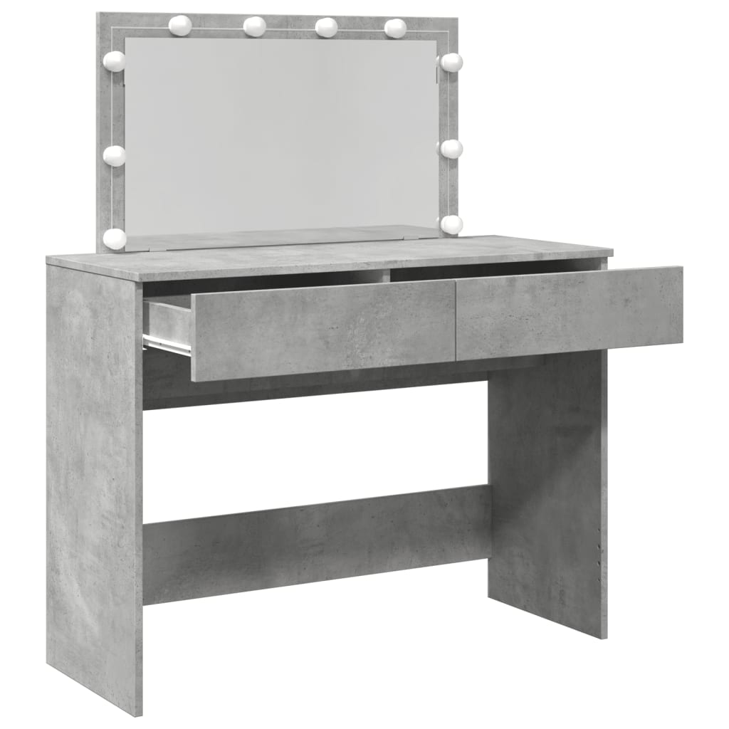 Kosmetinis staliukas su LED, betono pilkas, 100x40x120cm