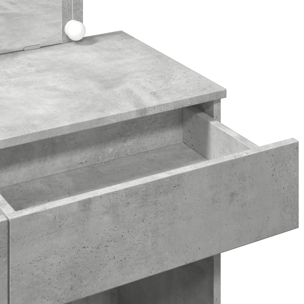 Kosmetinis staliukas su LED, betono pilkas, 100x40x120cm