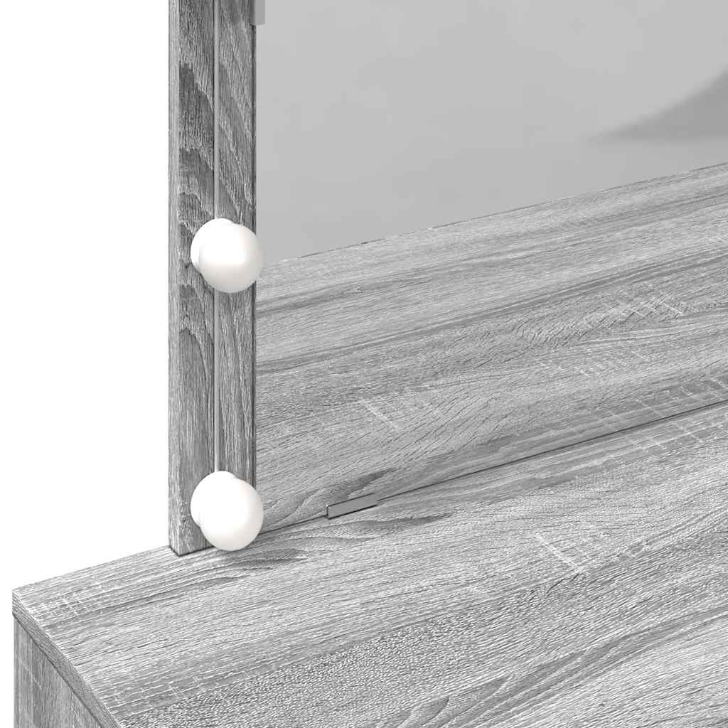 Kosmetinis staliukas su LED, pilkas ąžuolo, 100x40x120cm