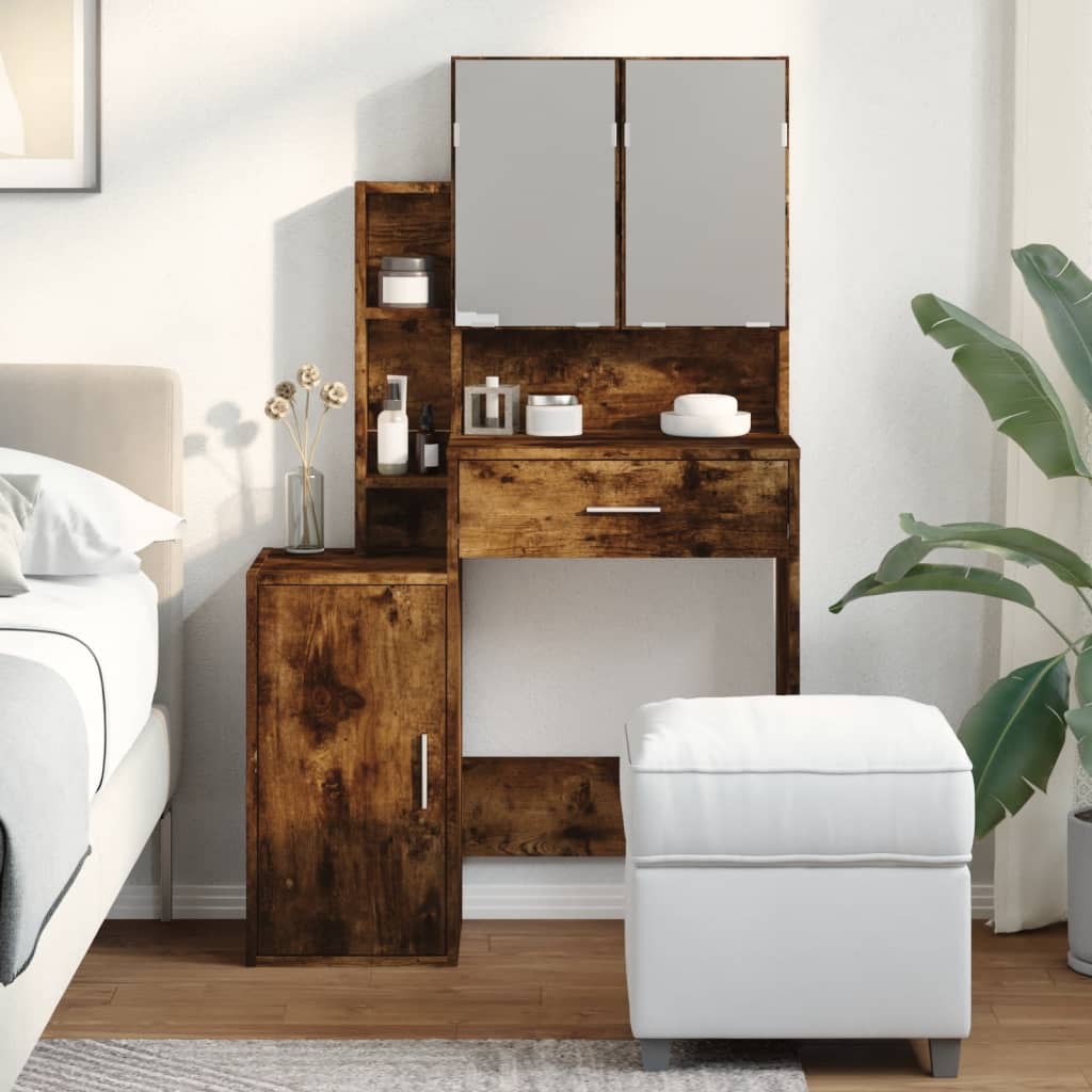 Dressing table with cabinet, smoked oak, 80x35x132cm