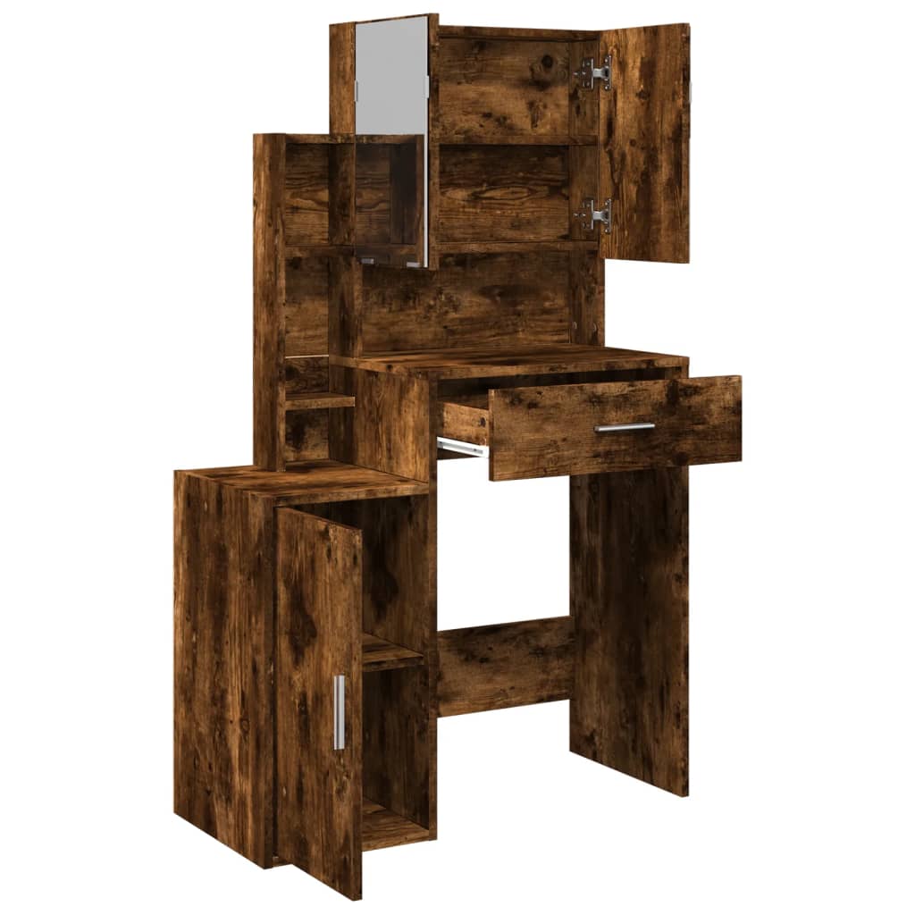 Dressing table with cabinet, smoked oak, 80x35x132cm