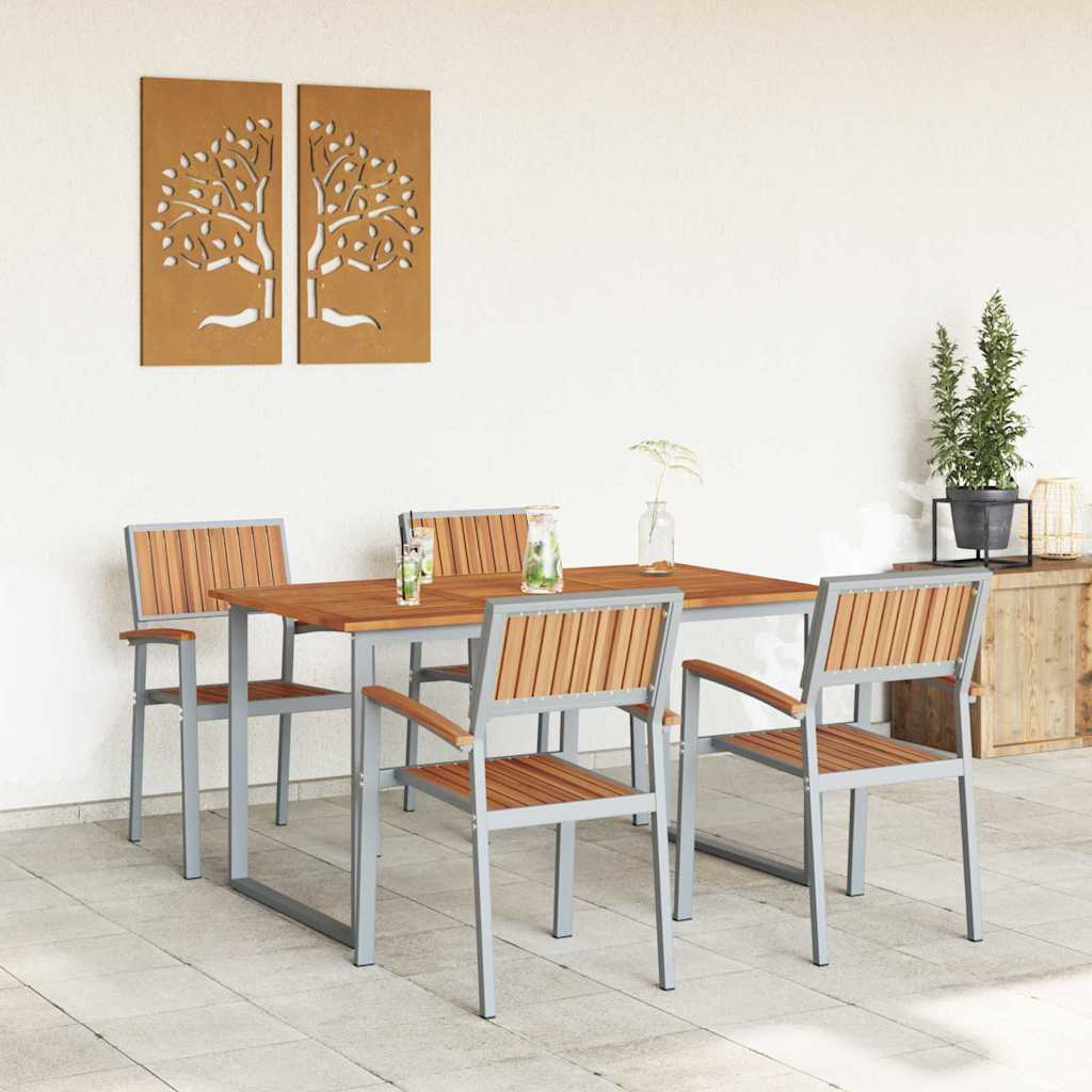Garden Dining Set 5 pcs Grey and Brown 140 x 80 x 75 cm