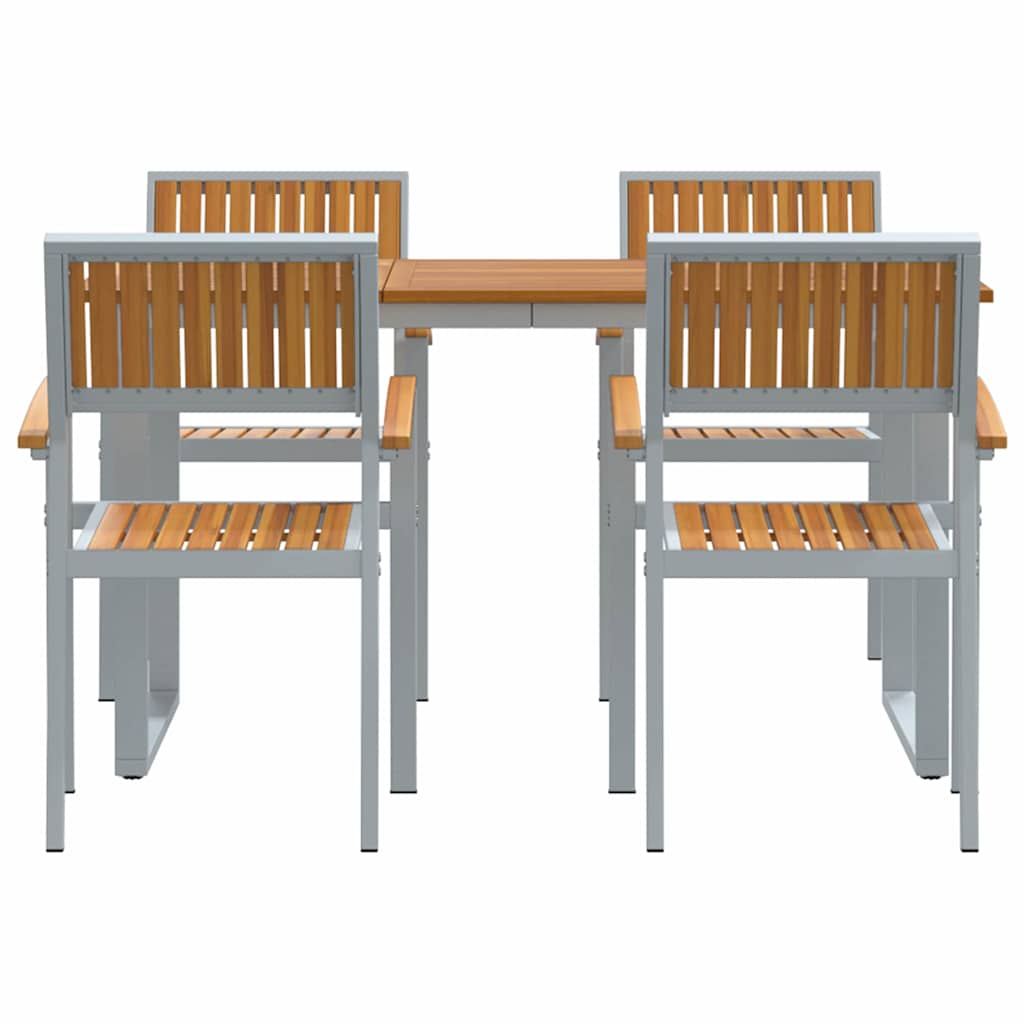 Garden Dining Set 5 pcs Grey and Brown 140 x 80 x 75 cm