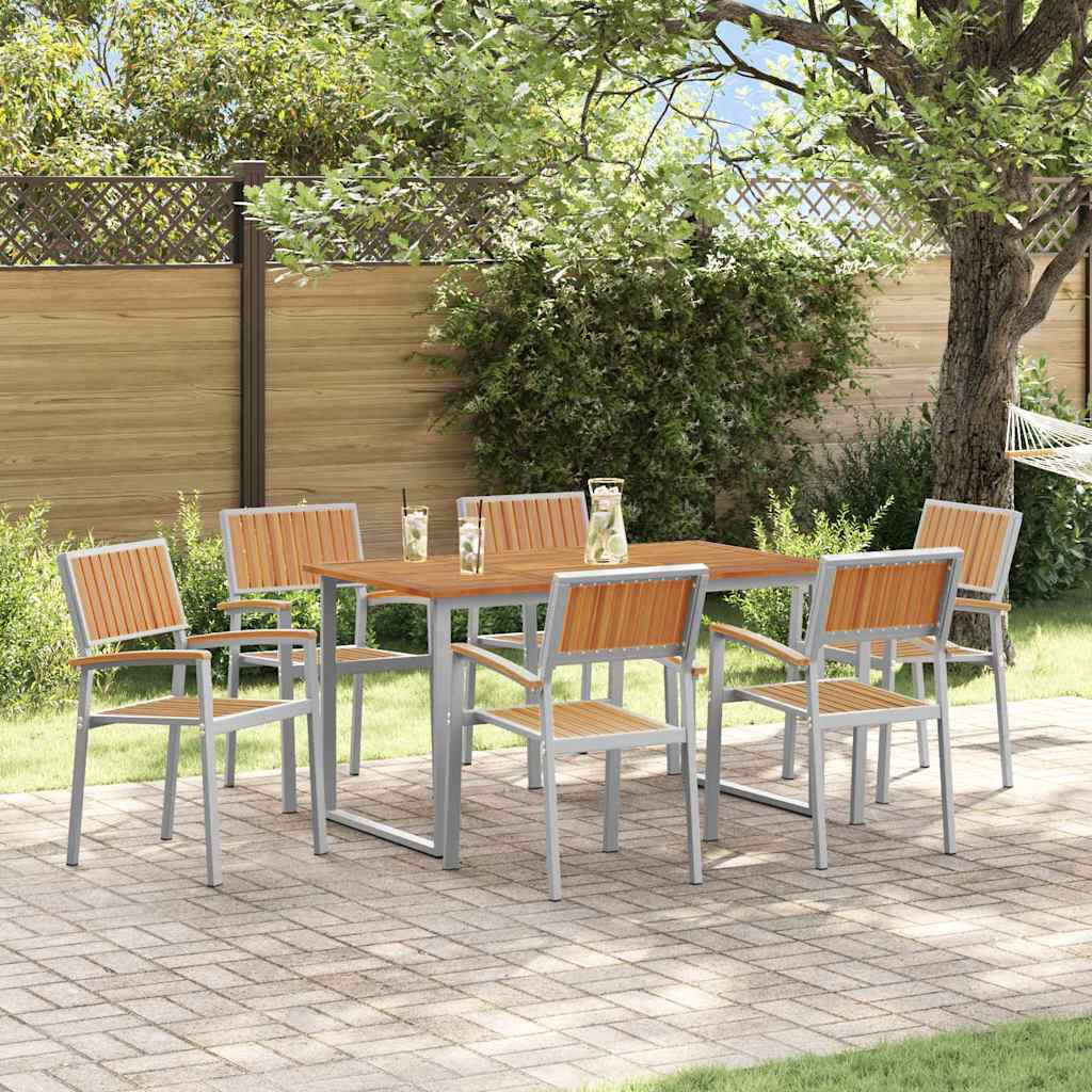 Sodo valgomojo komplektas 7 pcs Pilka ir ruda 140 x 80 x 75 cm