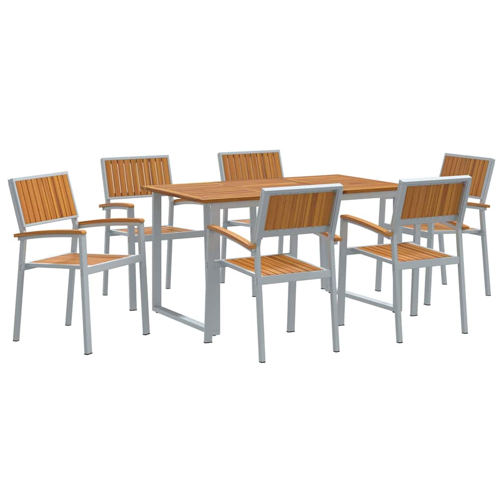 Sodo valgomojo komplektas 7 pcs Pilka ir ruda 140 x 80 x 75 cm