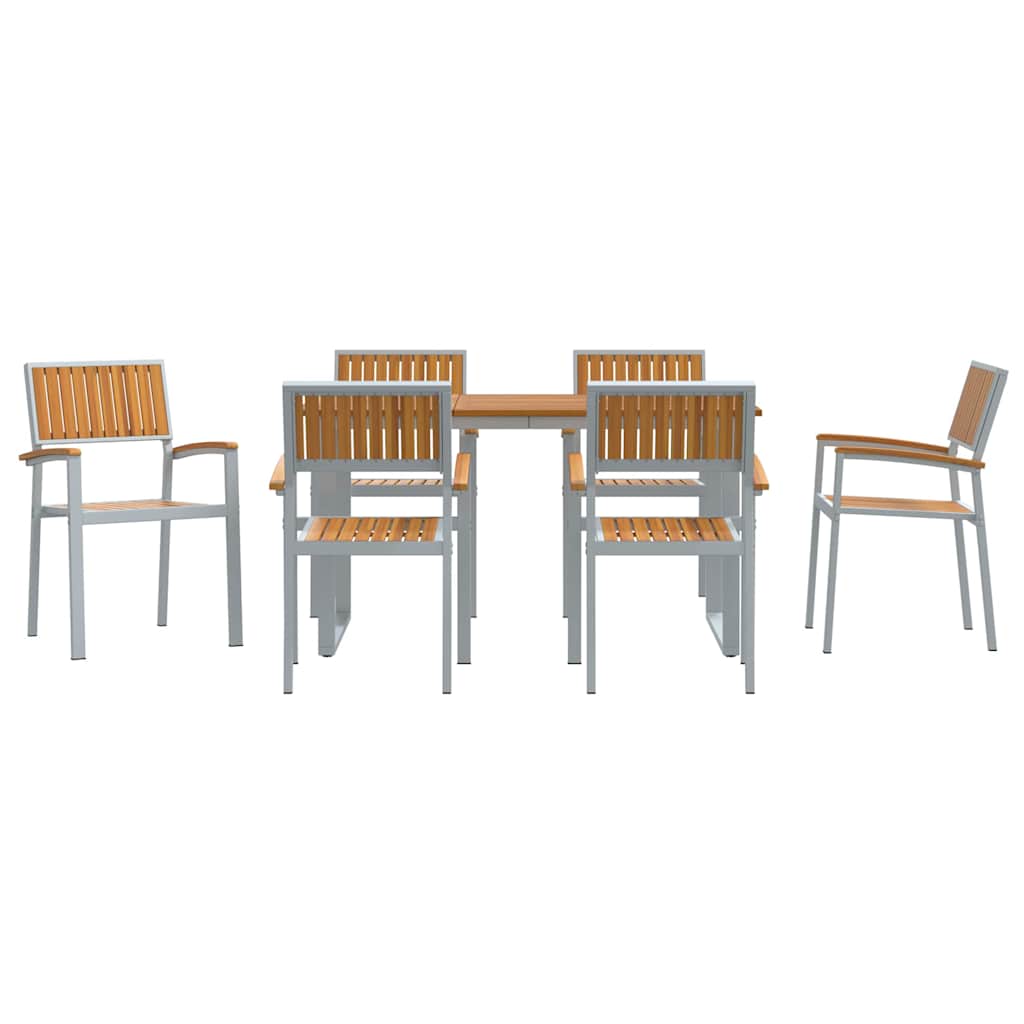 Sodo valgomojo komplektas 7 pcs Pilka ir ruda 140 x 80 x 75 cm