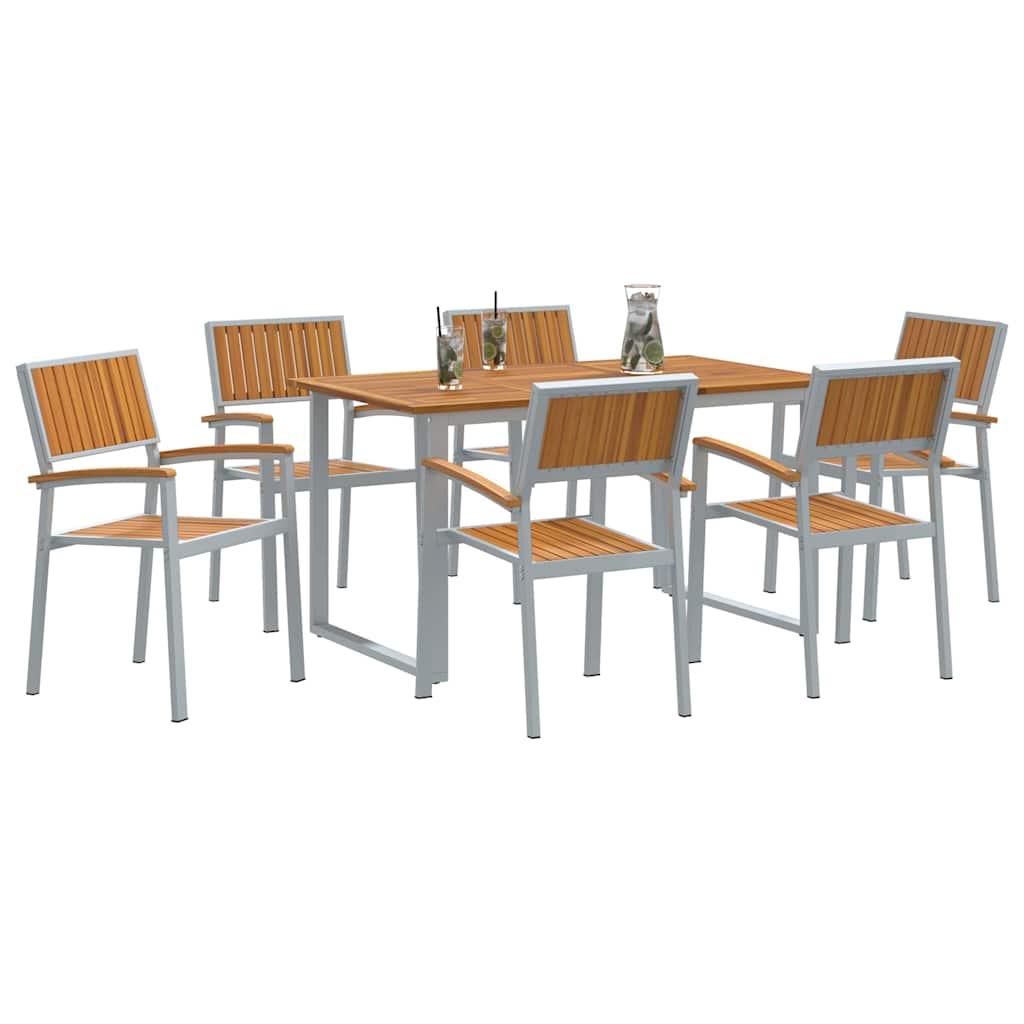 Sodo valgomojo komplektas 7 pcs Pilka ir ruda 140 x 80 x 75 cm