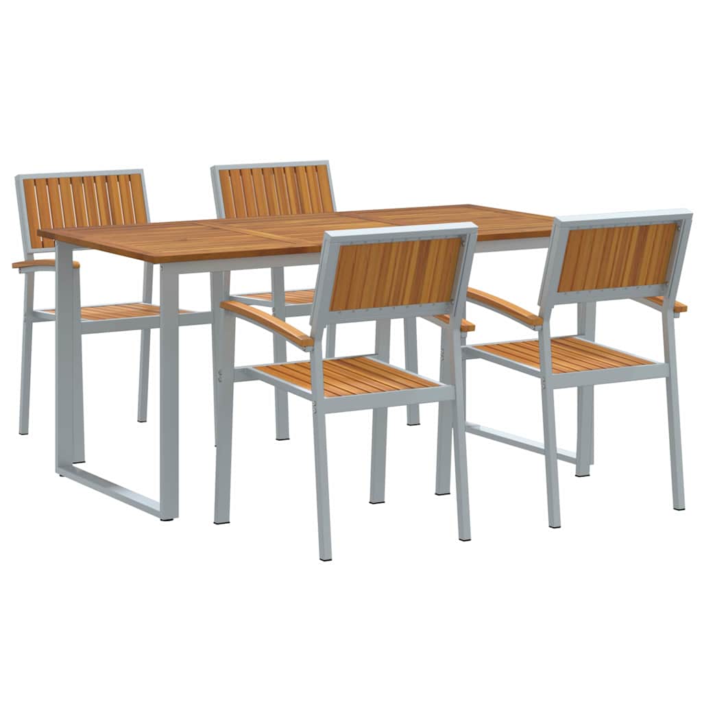 Sodo valgomojo komplektas 5 pcs Pilka ir ruda 160 x 80 x 75 cm