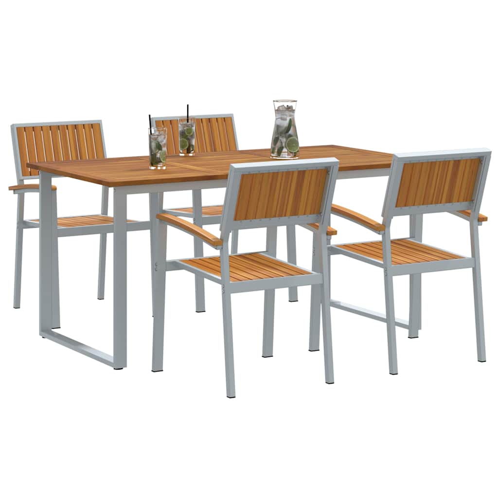 Sodo valgomojo komplektas 5 pcs Pilka ir ruda 160 x 80 x 75 cm
